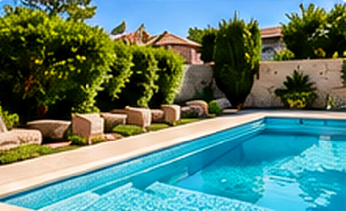 Sauberer Pool einer mediterranen Villa – Symbolbild